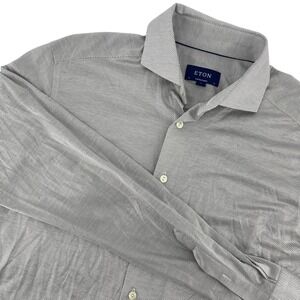 Eton‎ Contemporary Fit Striped Dress Shirt Long Sleeve Button Up Size L